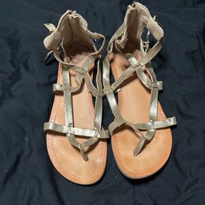 Gold Gladiator Flat Sandals - Women